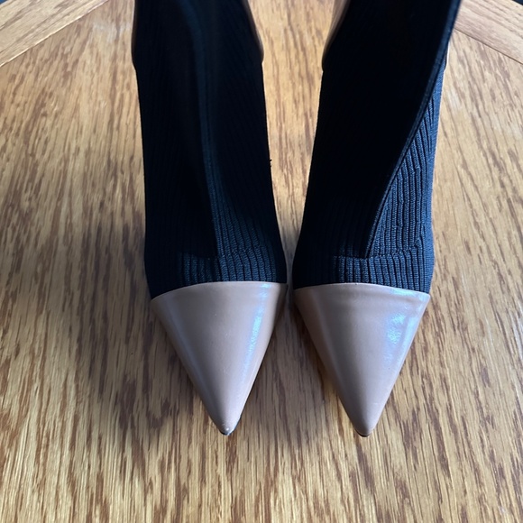 *ZARA* Black x Tan Calf-High Boot Heels Size 38 (7.5 US) - Picture 3 of 10